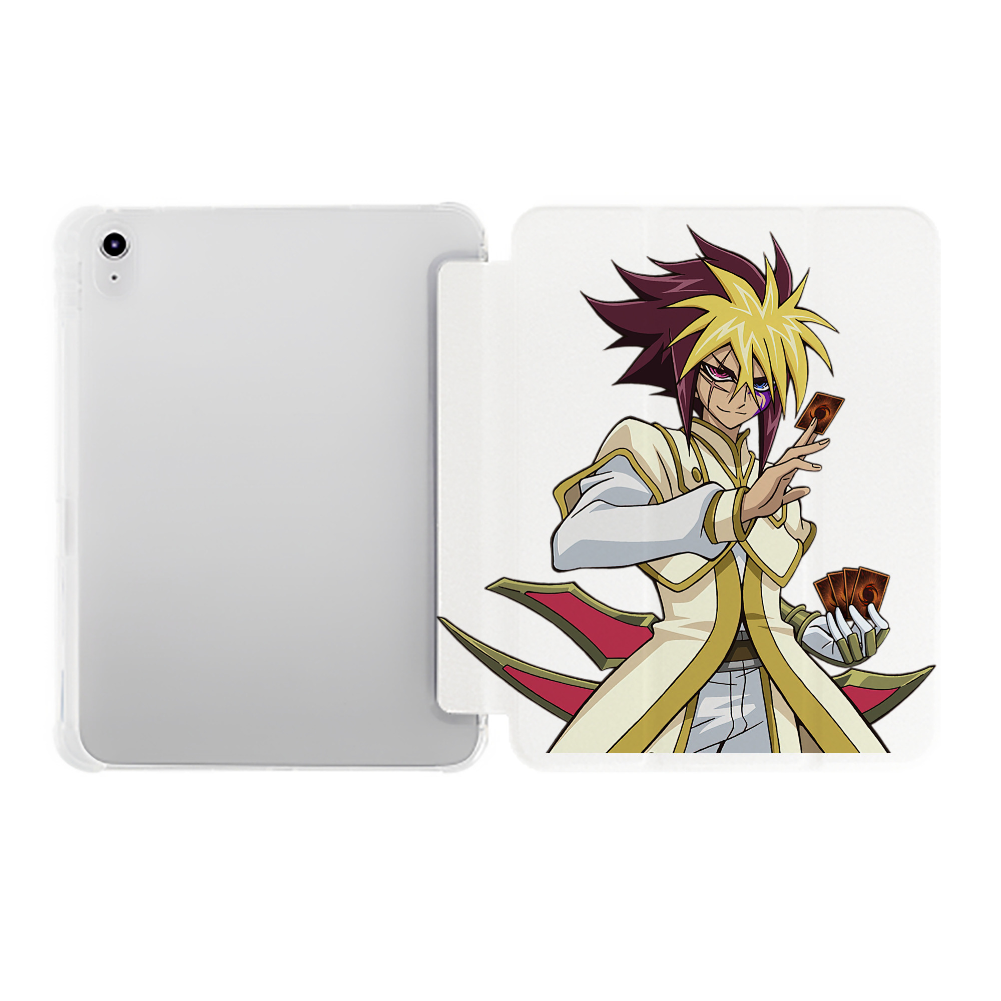 （画像用） 遊☆戯☆王 Yu-Gi-Oh! IPad ケース ペン収納付き 三つ折りスタンド PUレザー×シリコン 対応機種9.5/10.5/10.9インチ